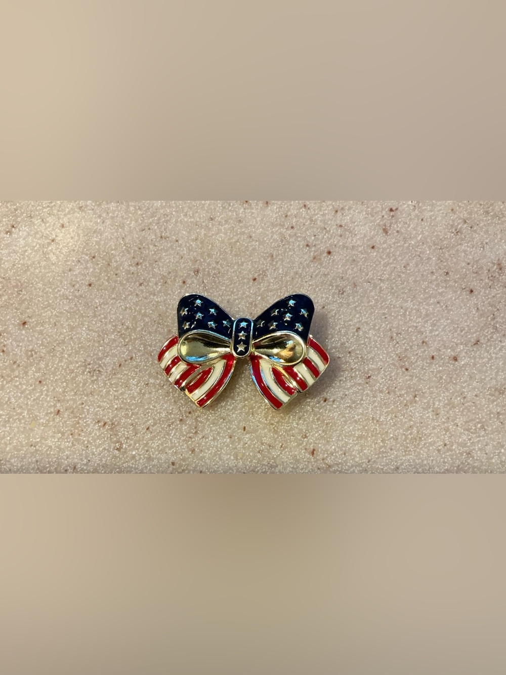 Avon Patriotic Bow Pin Brooch - Blue, Red, White, Gold